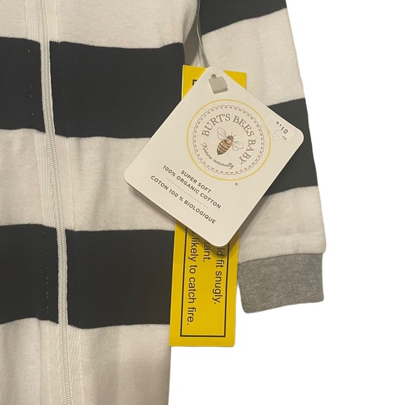 Burt's Bees Striped Footie‎ Sleeper Pajamas PJs Size 18 months - Picture 5 of 5